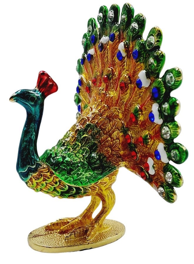 ART FLAUNTS Peacock Showpiece Bejeweled Statue for Mandir Temple Decoration Feng Shui Items for Good Luck, Decorative Items for Living Room - Image 3